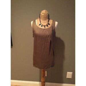 Helmut Lang tunic sleeveless silk top sz medium army green brown